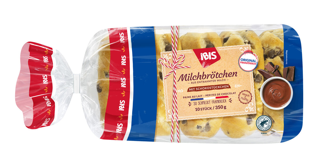 Produktabbildung der IBIS Milchbrötchen mit Schokostückchen