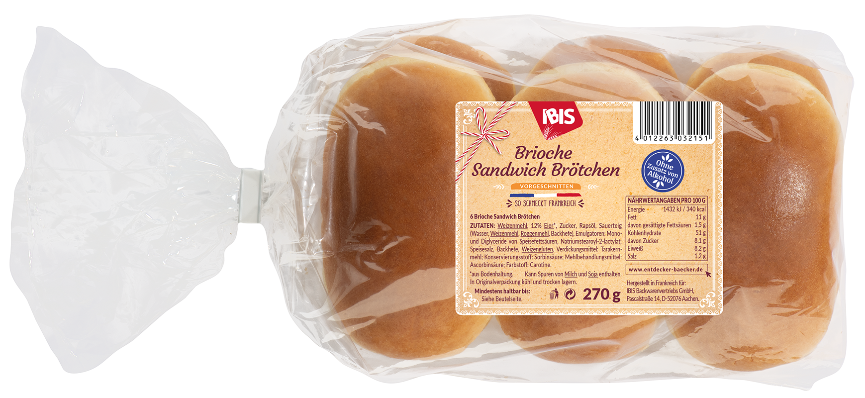 Packshot der IBIS Brioche Sandwich Brötchen