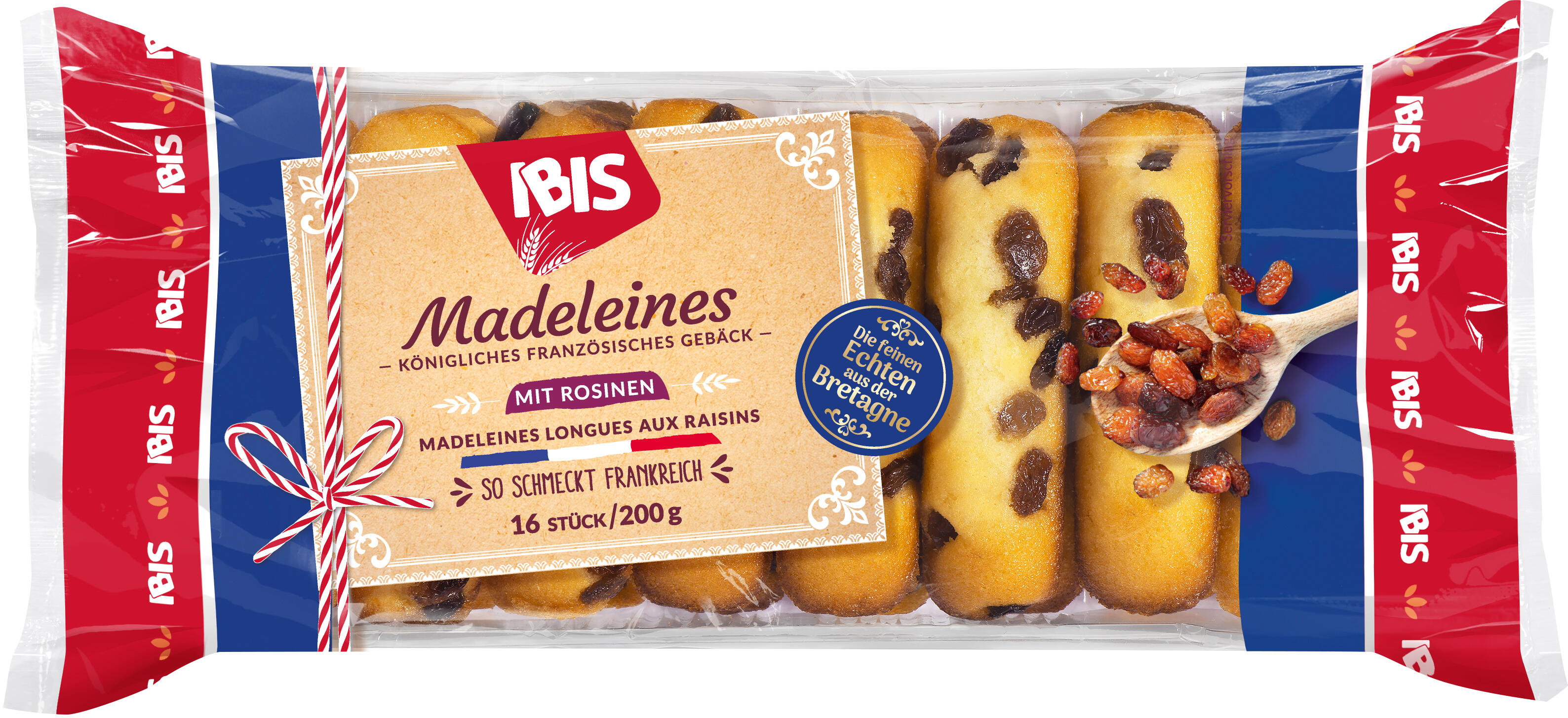 Packshot Madeleines mit Rosinen