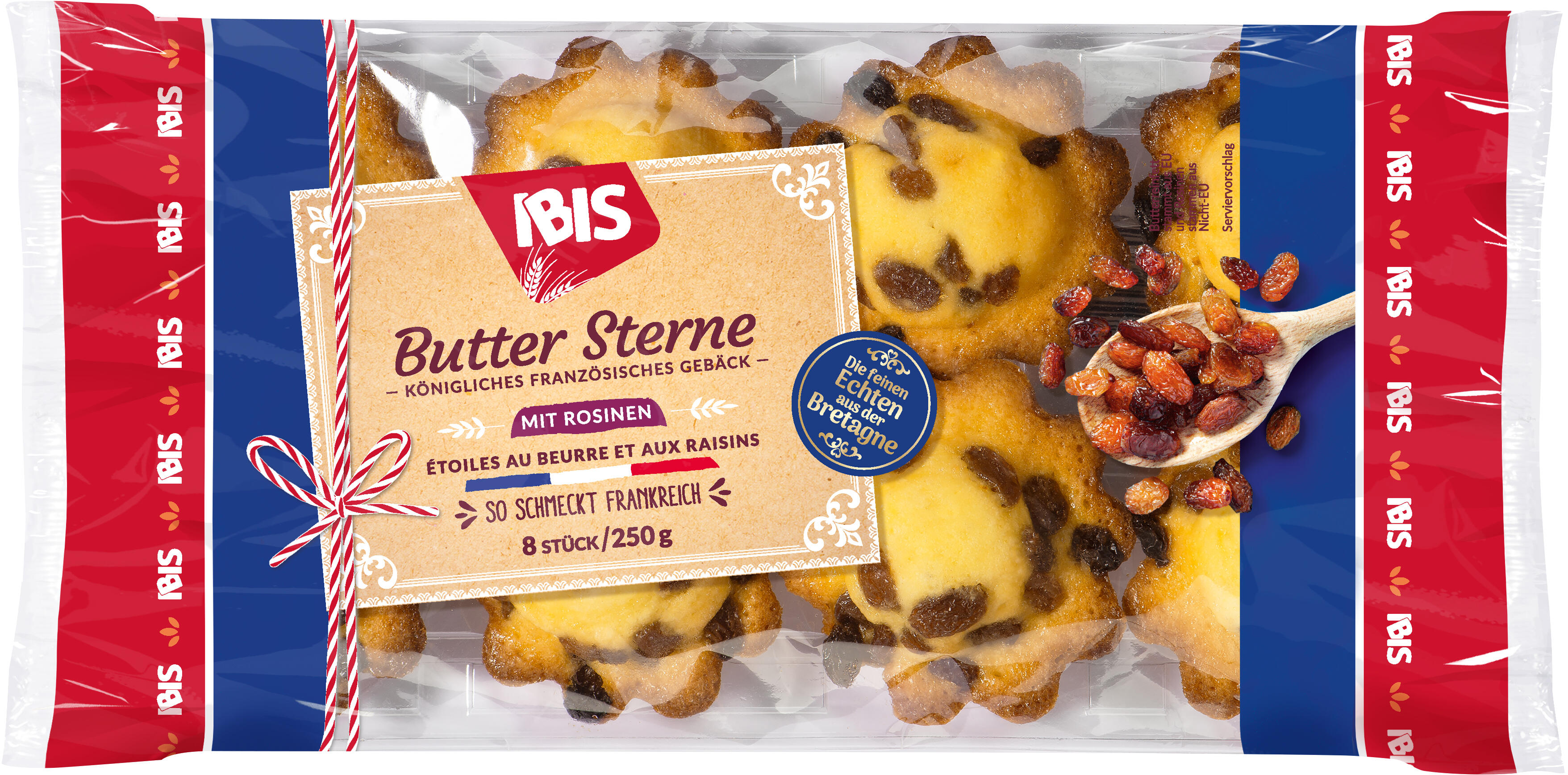 Packshot Butter Sterne mit Rosinen