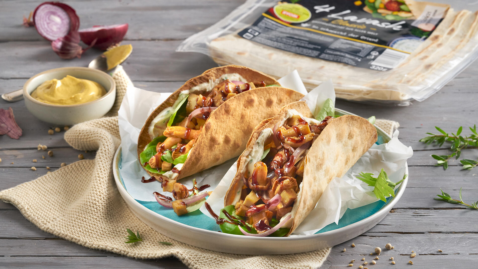 Rezeptfoto: Taco Shells mit Pfifferlingsfüllung
