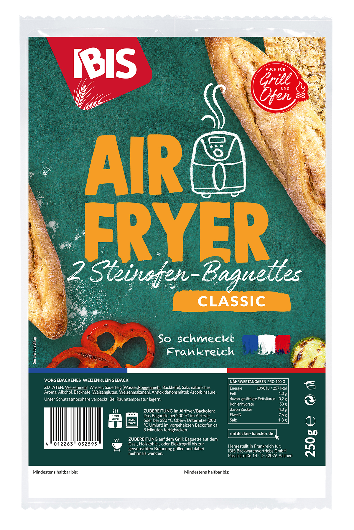 Verpackungsabbildung der Air Fryer Steinofen Baguettes