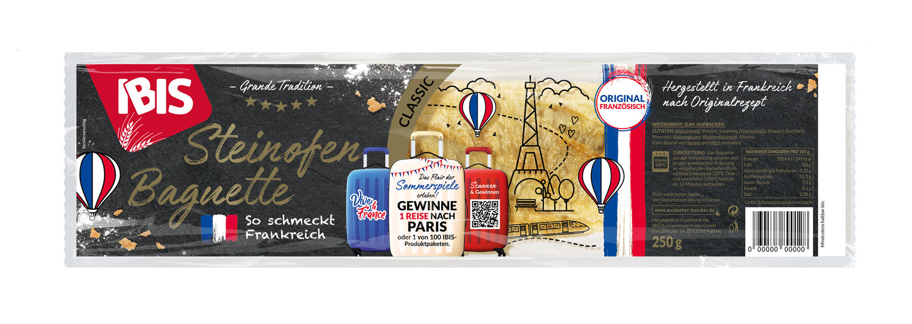 IBIS Steinofen Baguette im Verpackungsdesign zum Sommerspiele Gewinnspiel