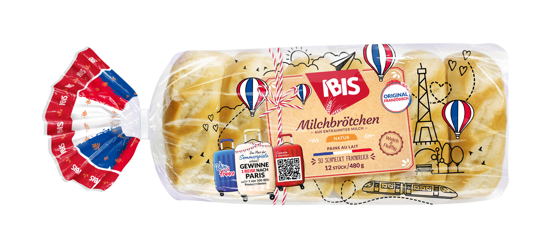 IBIS Milchbroetchen im Verpackungsdesign zum Sommerspiele Gewinnspiel