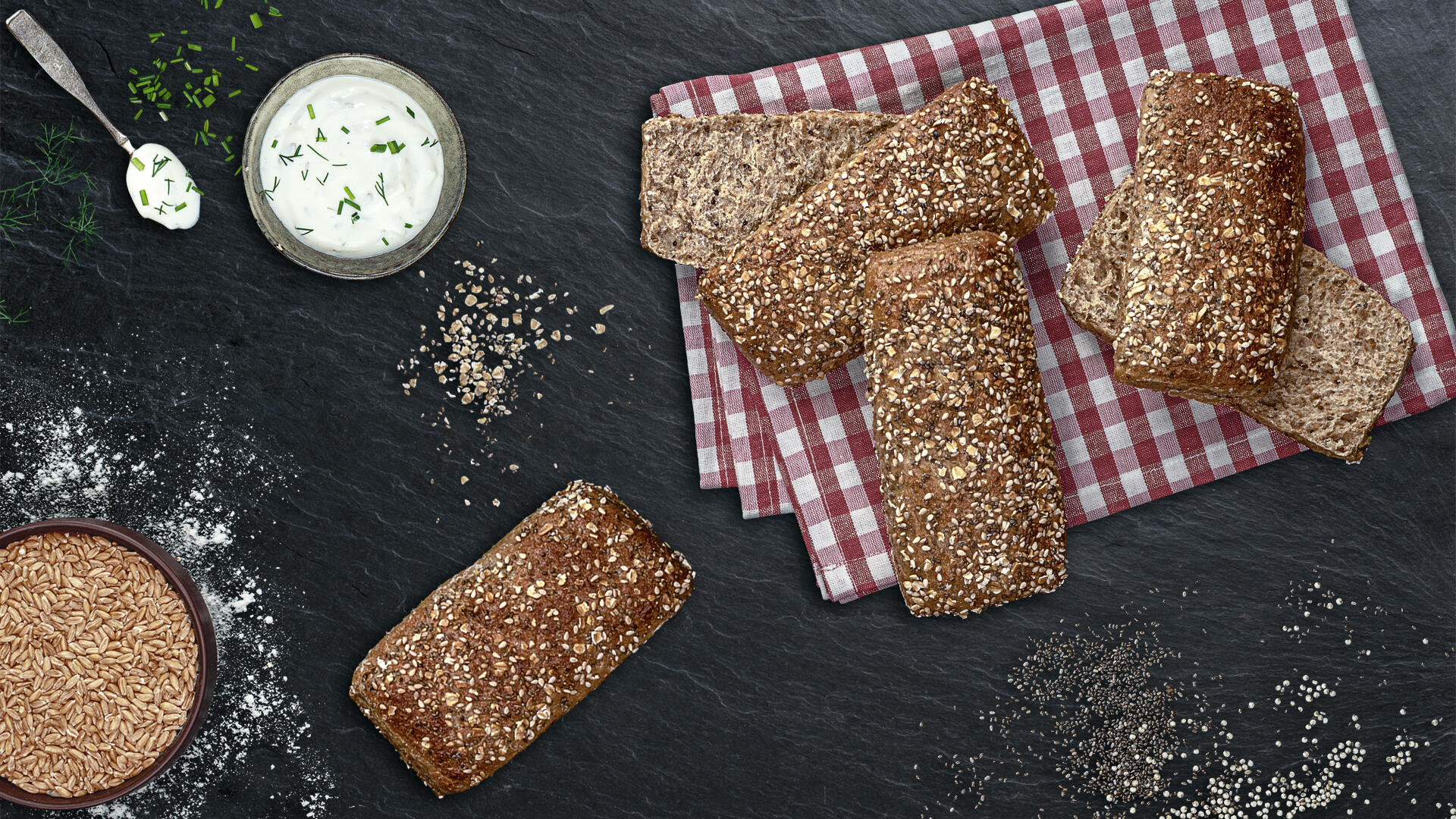 Produktbild: Super Korn Broetchen  Dinkel Chia Quinoa Composing