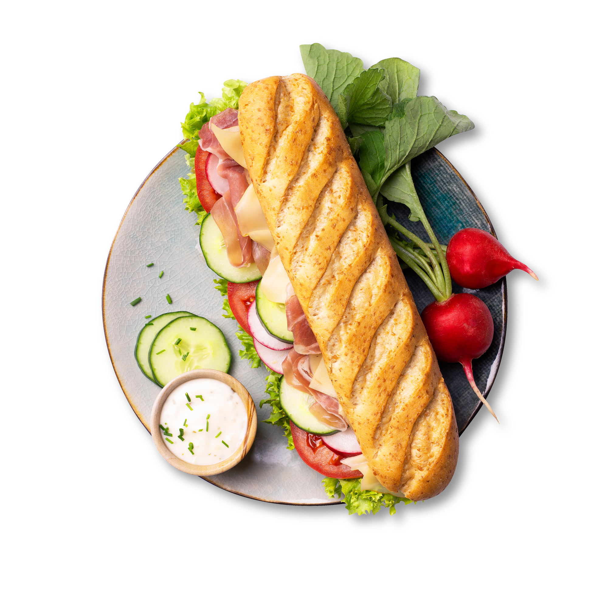 Abendbrotteller mit belegtem Sandwich