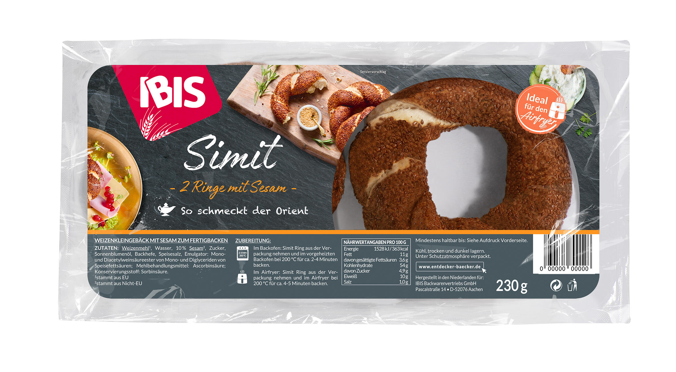 Die Abbildung zeigt die Verpackung der IBIS Simit Ringe mit Sesam