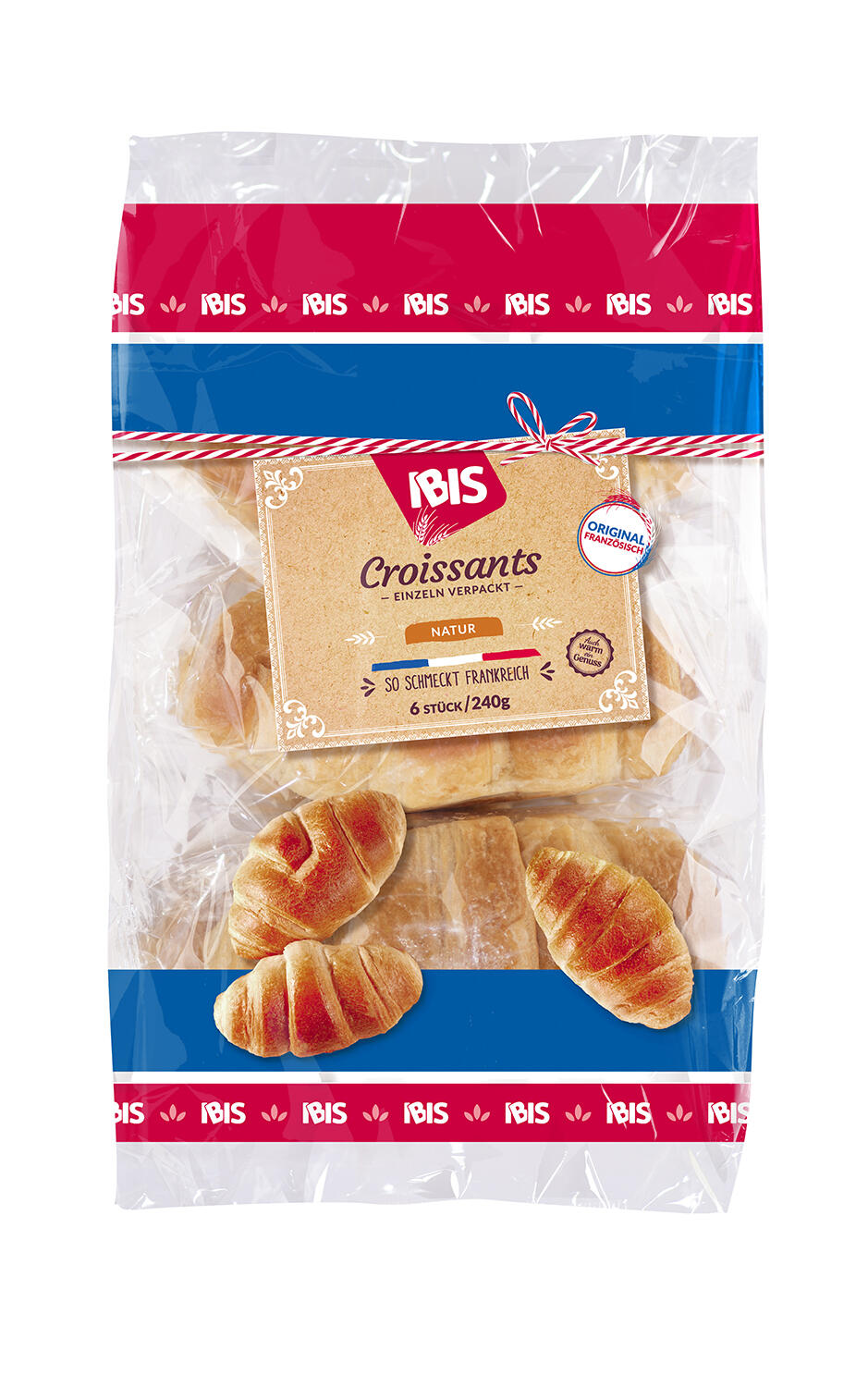 Die Abbildung zeigt die Verpackung der IBIS Croissants